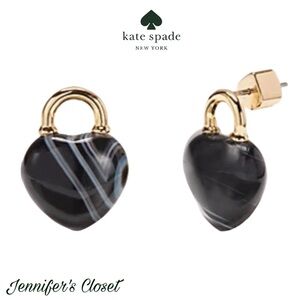 Kate Spade Stone Heart Lock  Stud Earrings / NWT